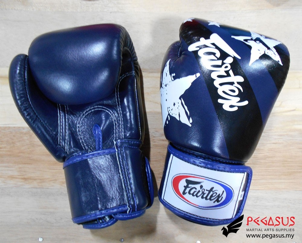 Fairtex Muay Thai/Boxing Gloves  BGV1 “Nation Prints” Collection. BLUE
