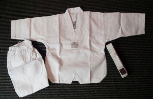 ORIENTAL White colar Taekwondo Uniform (Ribbed Cotton)