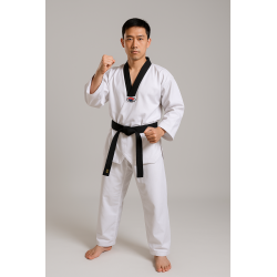 Black Collar Taekwondo Uniform - Golden Dragon A302