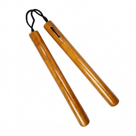 TW4008AR Round Wooden Nunchaku | 12" Rope-Connected Hardwood Nunchaku