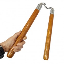 TW4009A Wooden Nunchaku with Ball Bearing | 12" Dragon Design Martial Arts Weapon