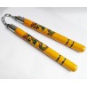 TW4009D Natural Wooden Nunchaku | 12" Ball-Bearing Martial Arts Weapon with Dragon Design