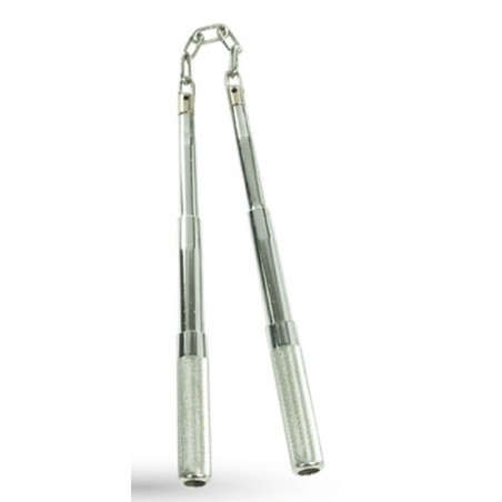 TW4010 Retrievable Chrome Nunchaku | Compact Martial Arts Weapon with Storage Bag