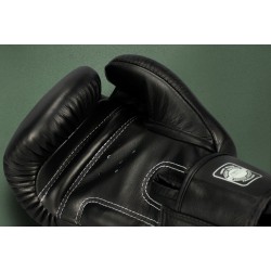 TWINS SPECIAL BGVL3 Black Boxing Gloves – 100% Leather, Velcro Wrist Strap, Training & Fight Ready