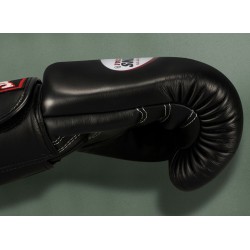 TWINS SPECIAL BGVL3 Black Boxing Gloves – 100% Leather, Velcro Wrist Strap, Training & Fight Ready