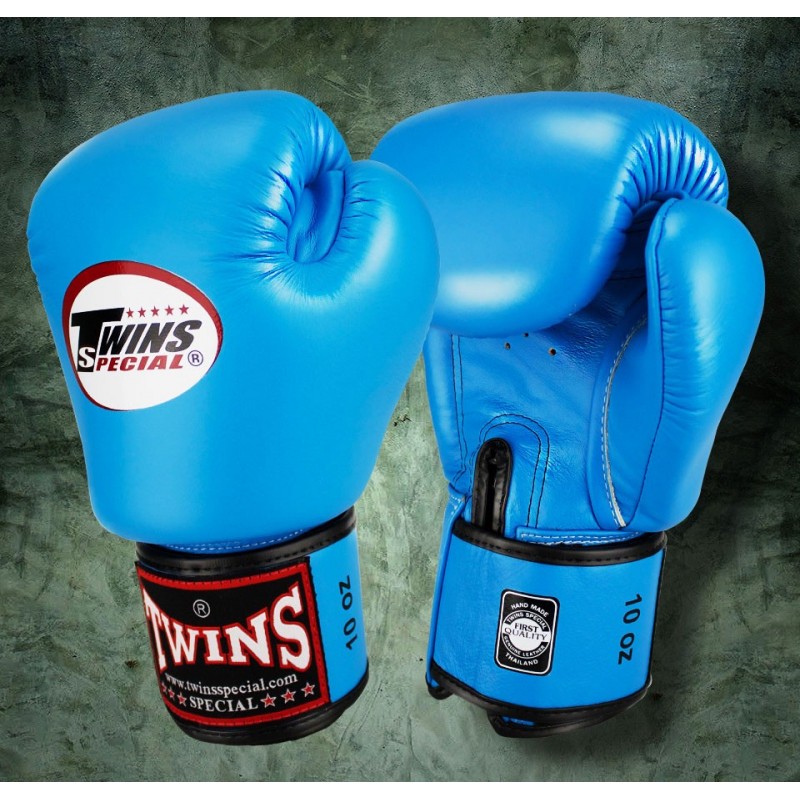 TWINS SPECIAL BGVL3 Blue Boxing Gloves – 100% Leather, Velcro Wrist Strap, Training & Fight Ready