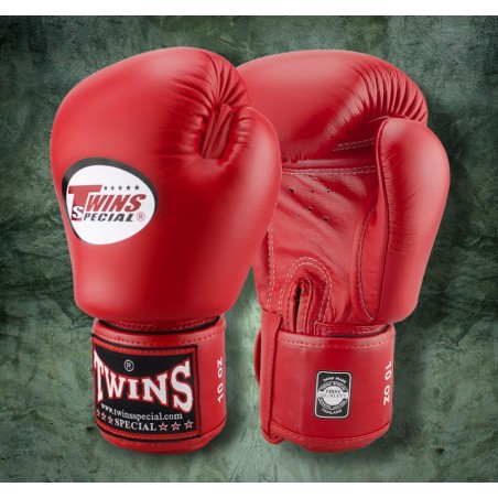 TWINS SPECIAL BGVL3 Red Boxing Gloves – 100% Leather, Velcro Wrist Strap, Training & Fight Ready