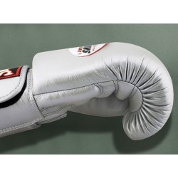 TWINS SPECIAL BGVL3 Silver Boxing Gloves – 100% Leather, Velcro Wrist Strap, Training & Fight Ready