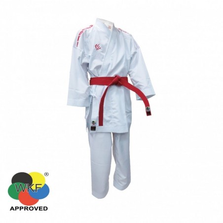 WACOKU WKF Approved Kumite Gi – Lightweight Karate Uniform with Blue/Red Shoulder Stripes