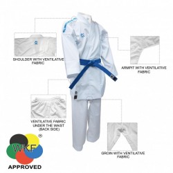 WACOKU WKF Approved Kumite Gi – Lightweight Karate Uniform with Blue/Red Shoulder Stripes