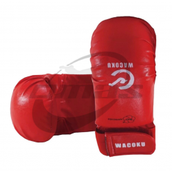 WACOKU WKF Kumite Gloves – PU Leather Mitts for Karate Competition